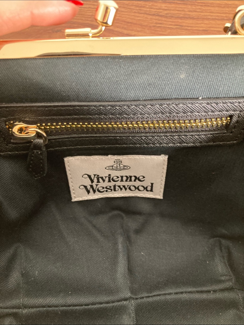 Vivienne Westwood Black and Gold Mini Frame Bag - Picture 3 of 6